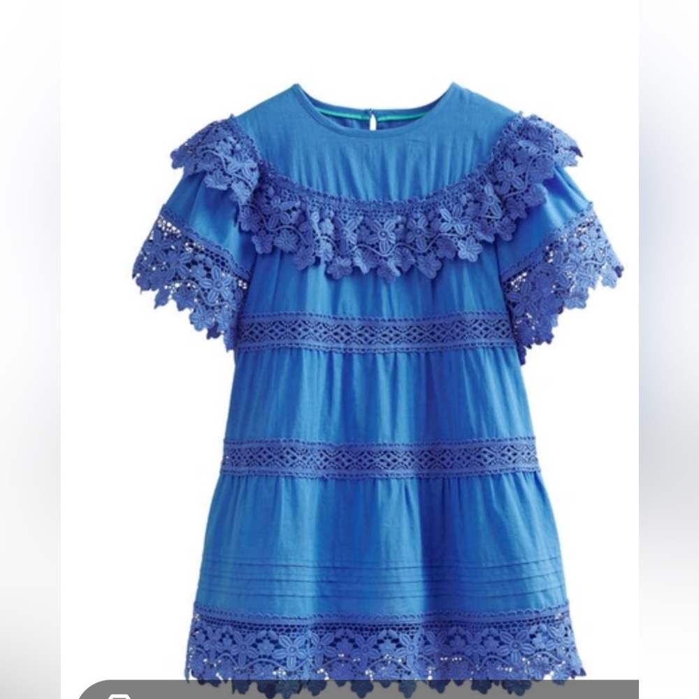 Mini Boden Blue Flutter Sleeve Sundress EUC size 3-4yrs - Picture 4 of 7